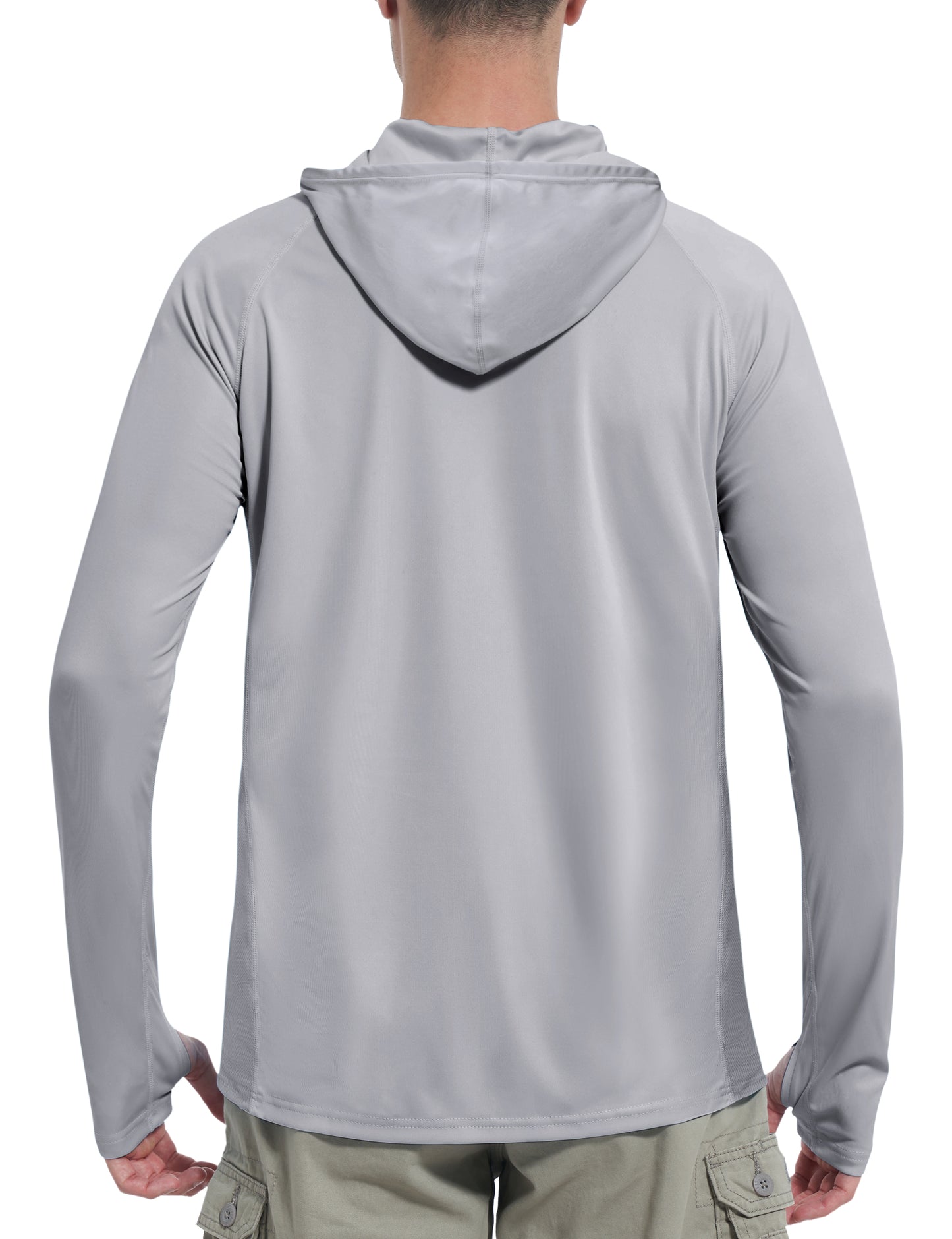 Roadbox Men's Hooded UV Sun Shirts Long Sleeve - Athletic Workout Running Thumbholes T-Shirts Quick-Dry Lightweight