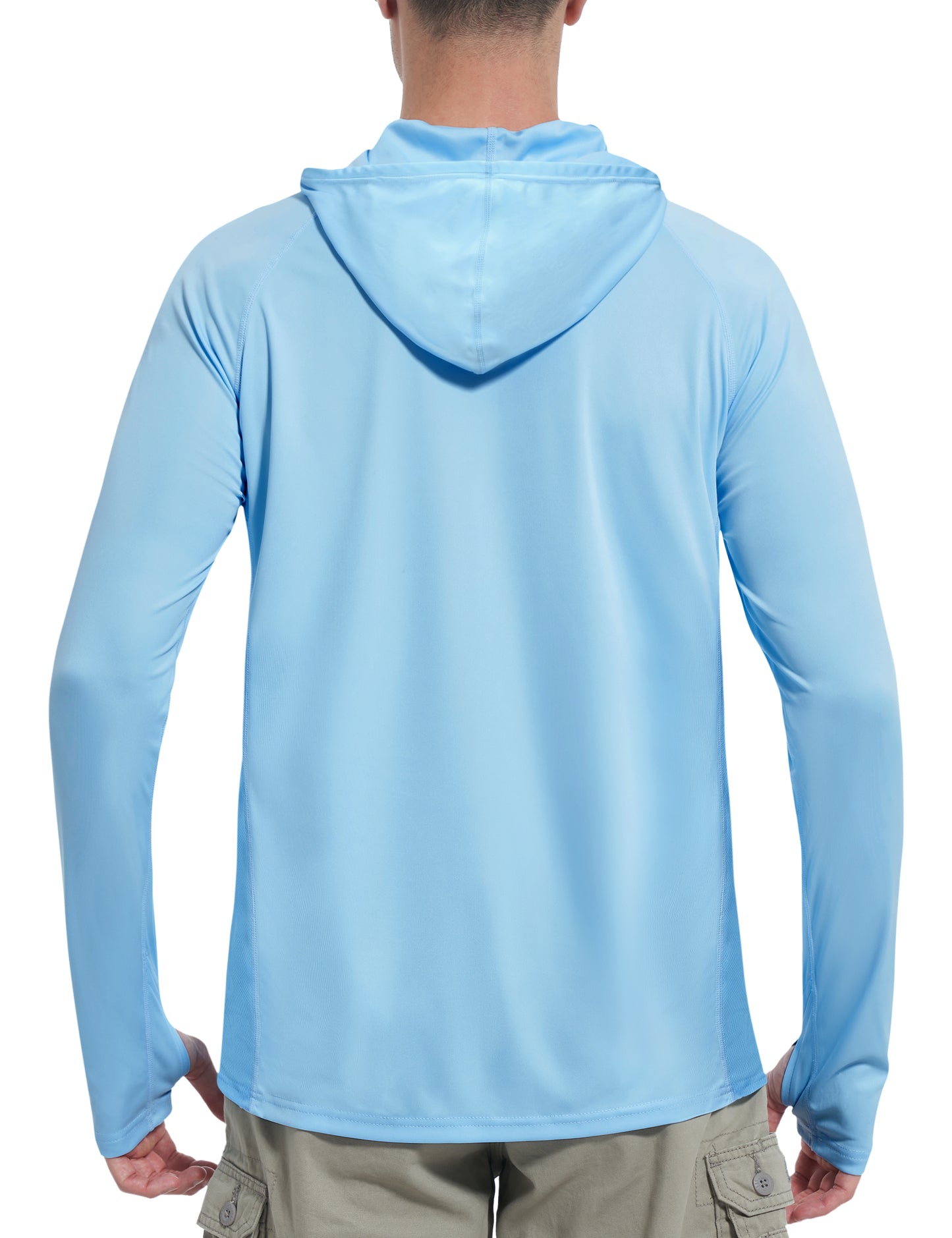 Roadbox Men's Hooded UV Sun Shirts Long Sleeve - Athletic Workout Running Thumbholes T-Shirts Quick-Dry Lightweight