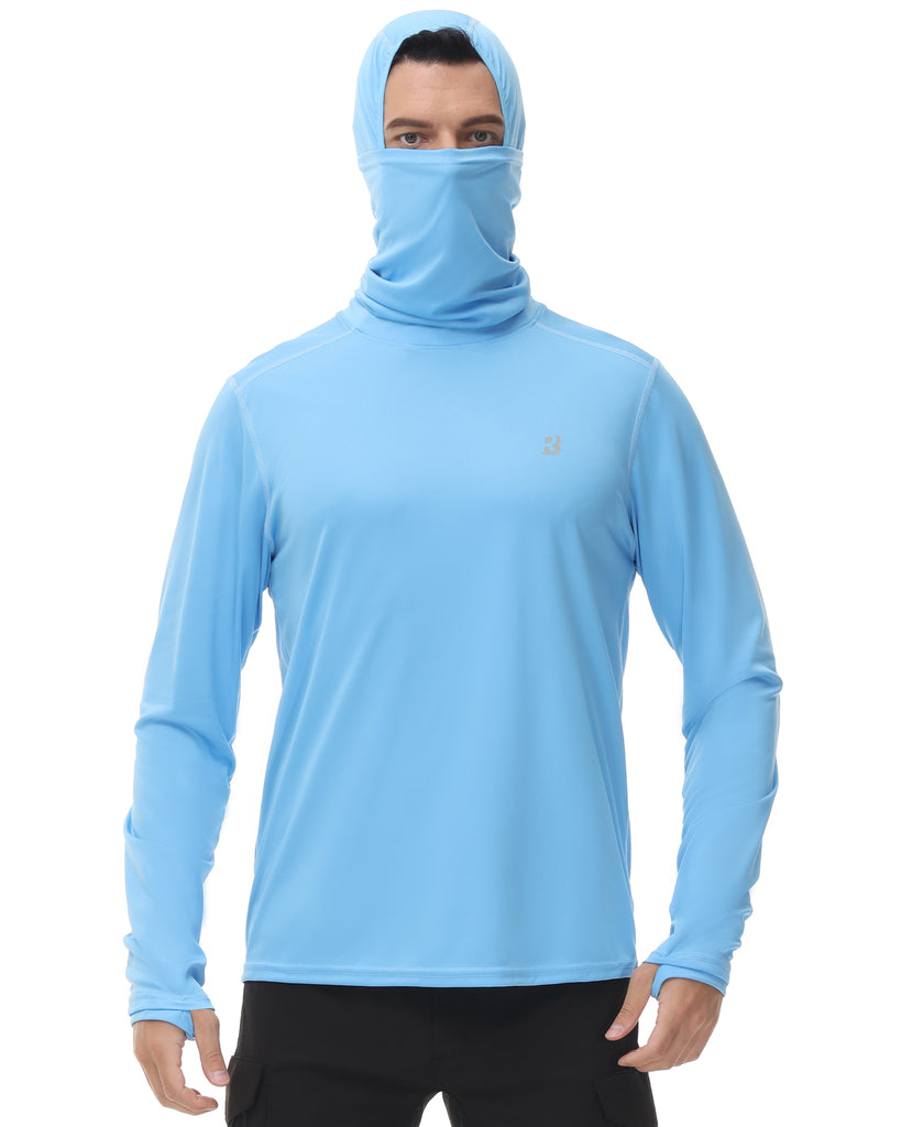 Men UPF 50+ Long Sleeve Mask Hooded UV Protection Quick-drying