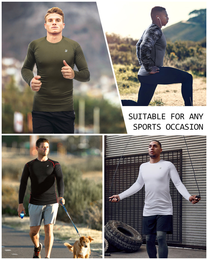 Men Compression Armour Base Layer Top Long Sleeve Thermal Gym Sports Shirts  Tee^